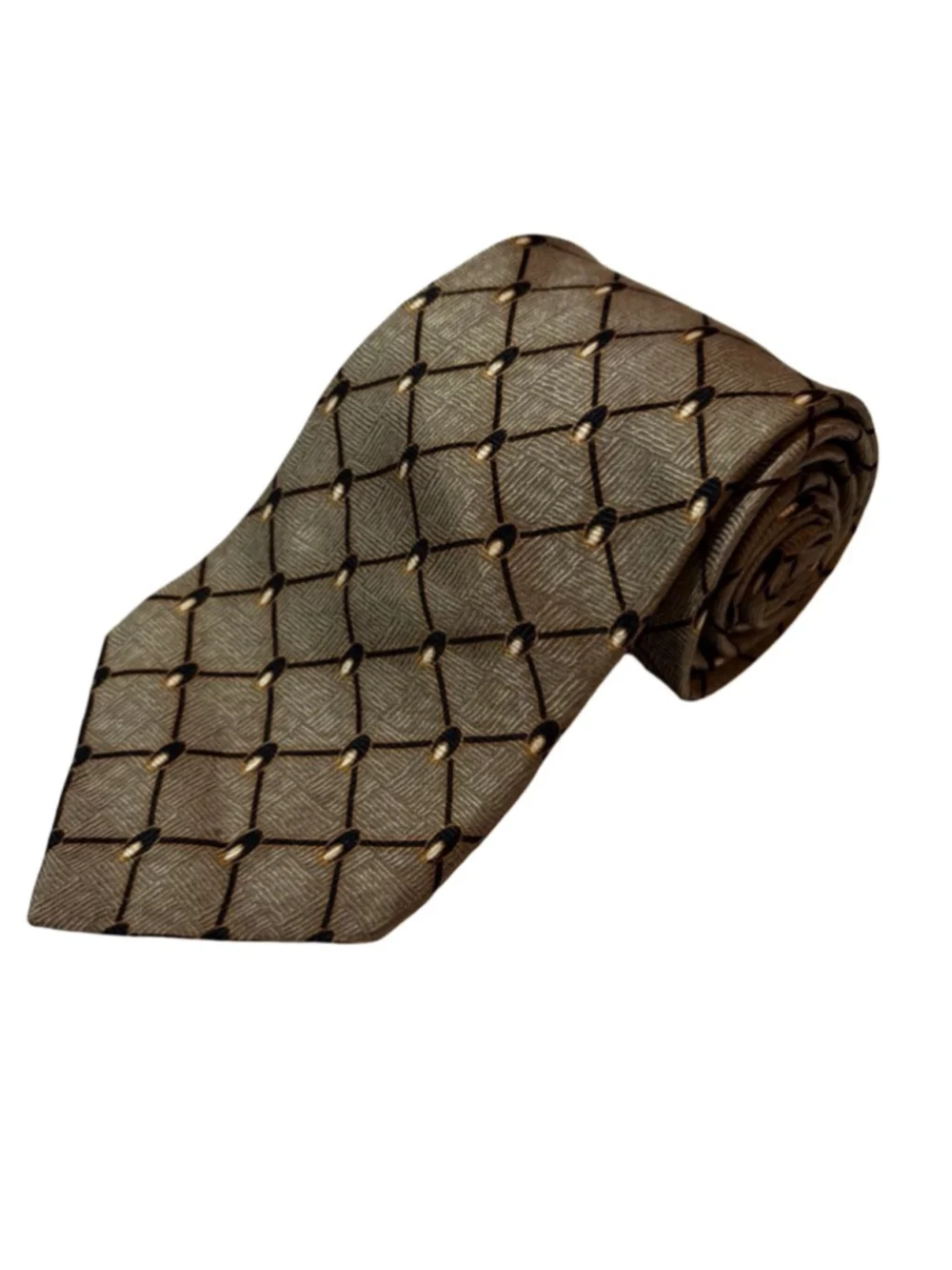 Graham & Lockwood Silk Tie Gold Black Geometric Lattice Classic Menswear England